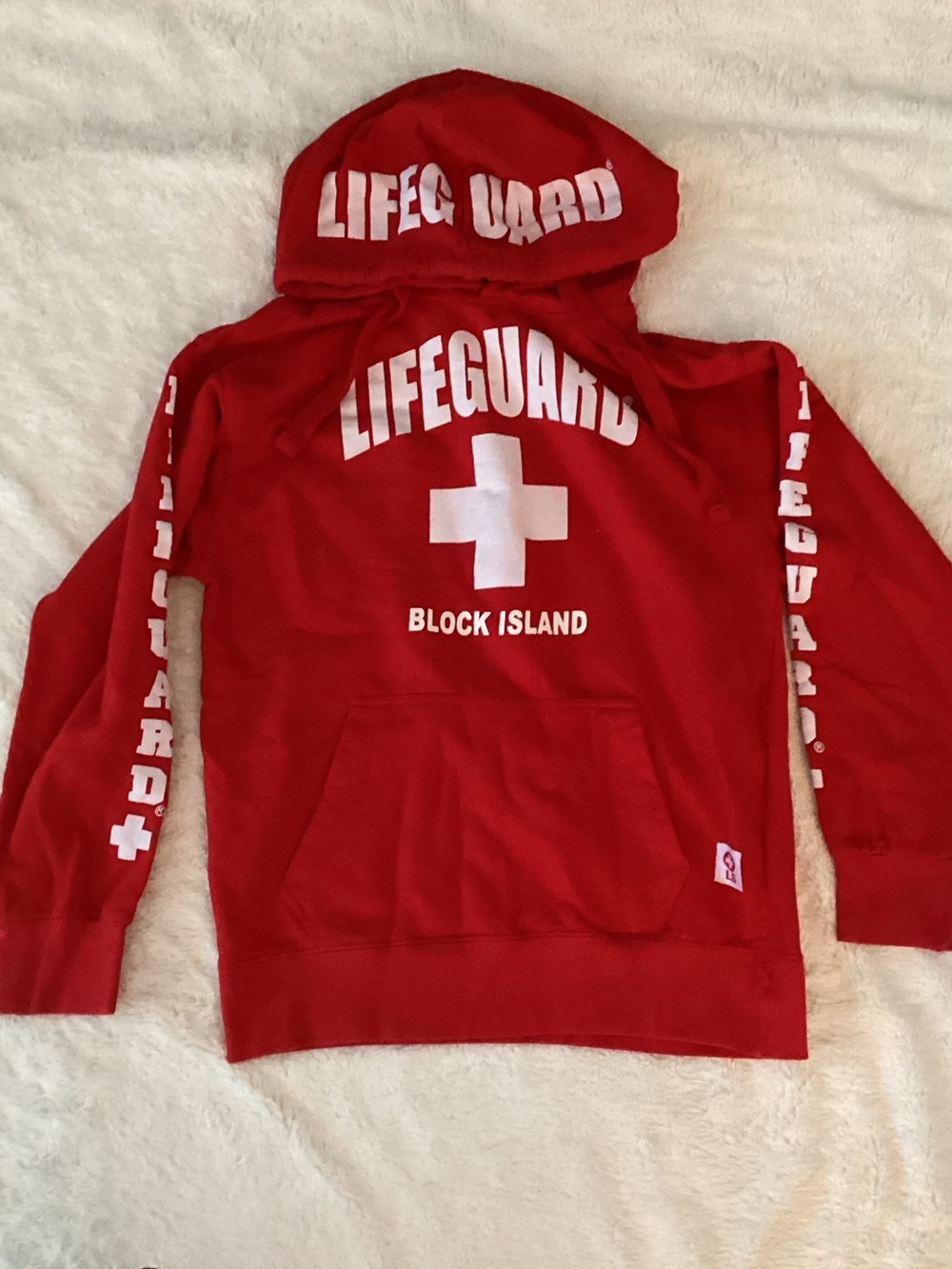 Sz S Block Island Lifeguard Hooded Pullover Sweatshirt